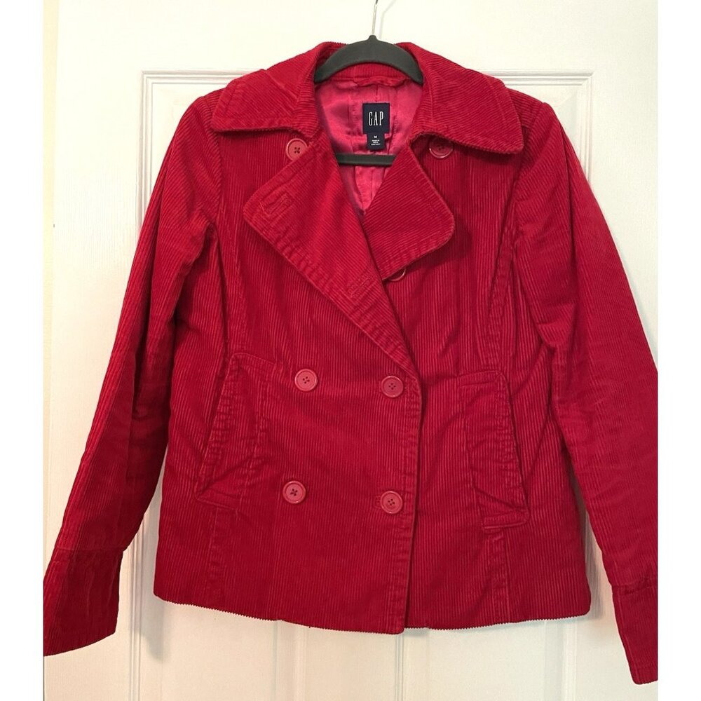 Red Corduroy Gap Blazer size medium 4 Button Jacket with pockets Tailored Preppy